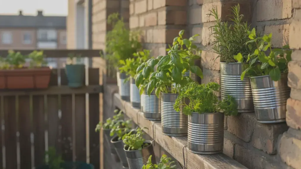 Wirf keine Blechdosen weg. Verwandle sie in einen Mini-Kräutergarten